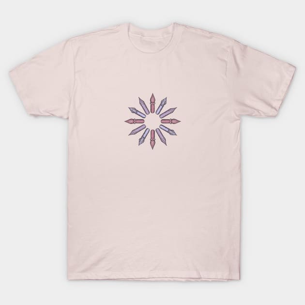 Dip Pen Nibs Circle (Dusty Rose Palette) T-Shirt by illucalliart